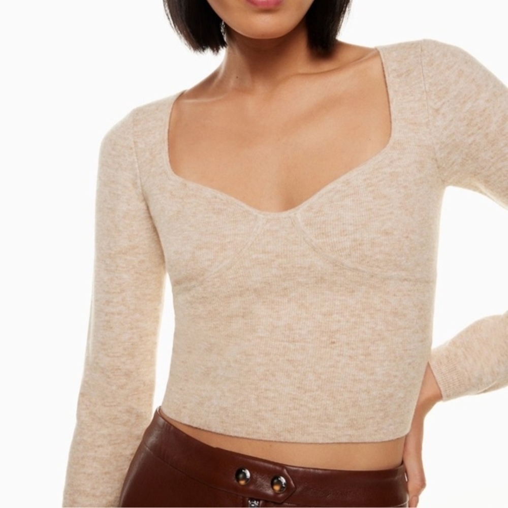 Aritzia Cream Sweater With Sweetheart Neckline